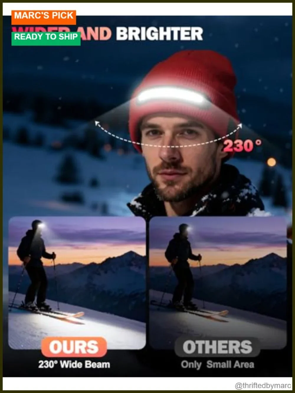 LED Rechargeable Beanie with Adjustable Brightness, Unisex, Winter Hat for